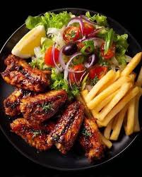 •	6 Wings, Chips & Salad